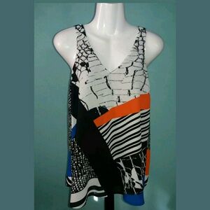 Willi Smith Sheer Sheer Color Blocked Tank